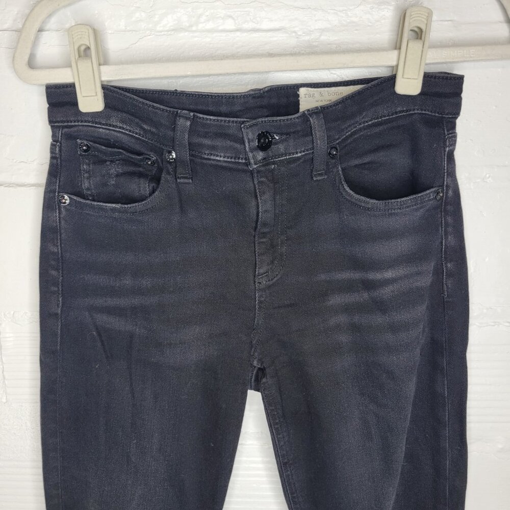 Rag & Bone Women's Size 26 Jeans Cate Mid Rise Ankle Skinny Black Raw Hem - Picture 3 of 9